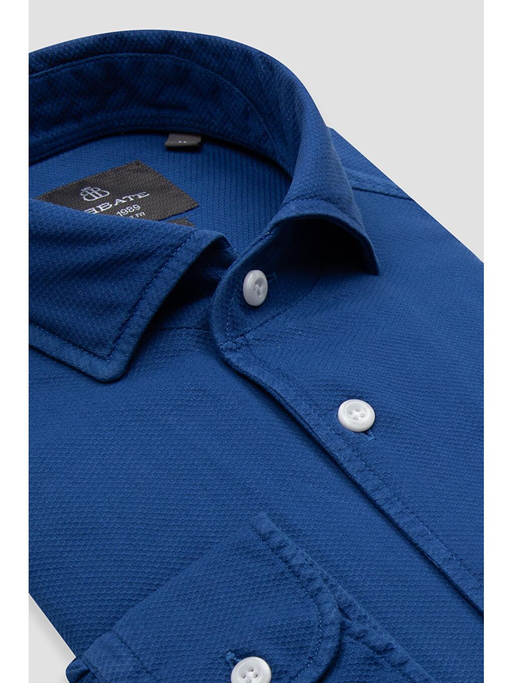 Antonio Armür Pamuklu Comfort Fit Lacivert Mostra Yaka Erkek Düz %100 Pamuk Gömlek-1