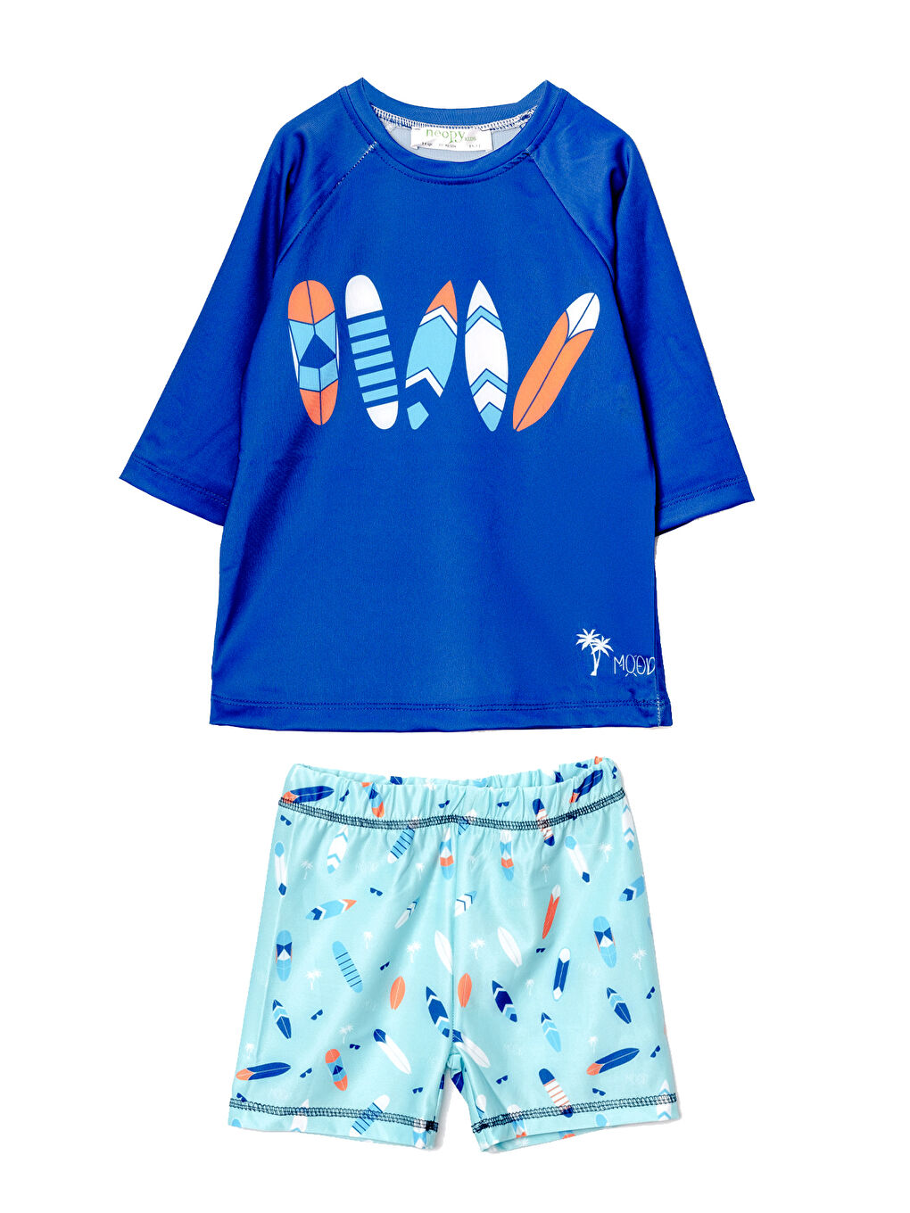 Lacivert UV Korumalı Şort Uzun Kollu Çocuk Deniz Havuz Mayosu 5242 Laci01