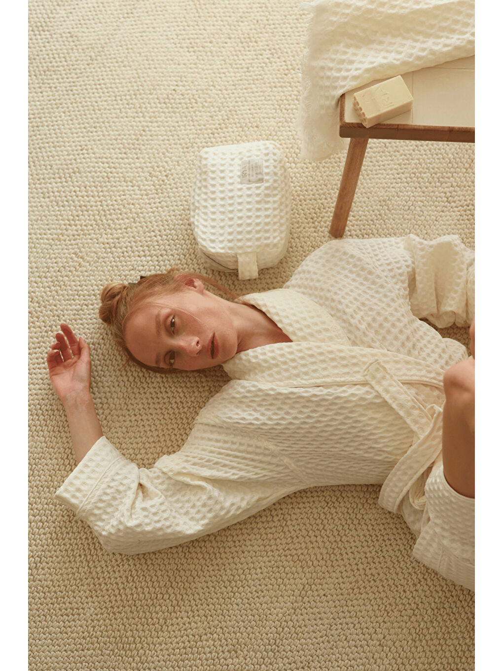 Aura Waffle Havlu Bakım Çantası Ekru-3