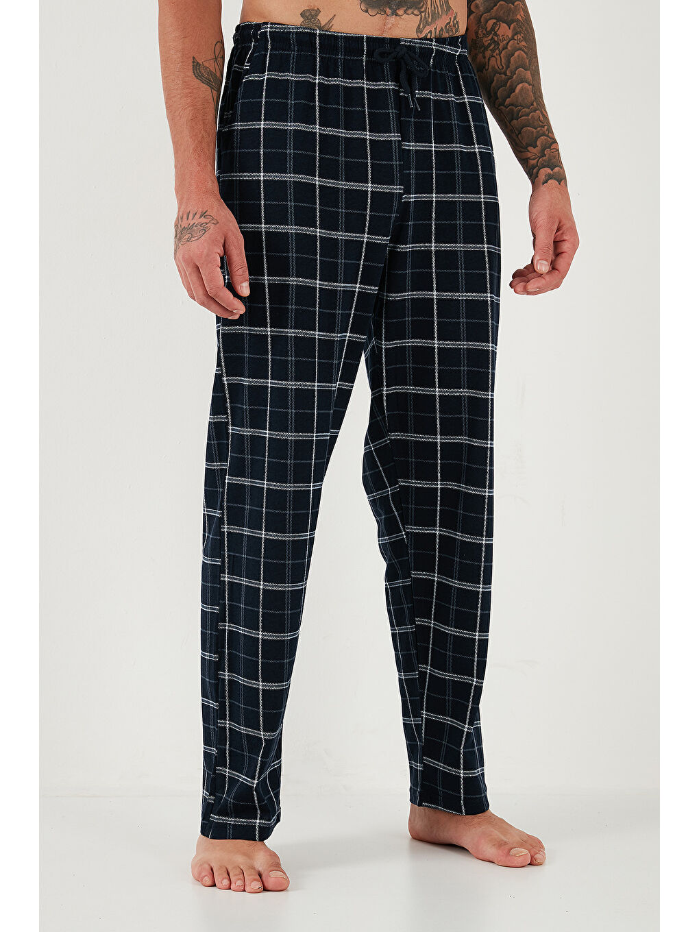 Lacivert Pamuklu Regular Fit Normal Bel Düz Paça Cepli 2'li Paket Pijama Altı 6574003S2-1