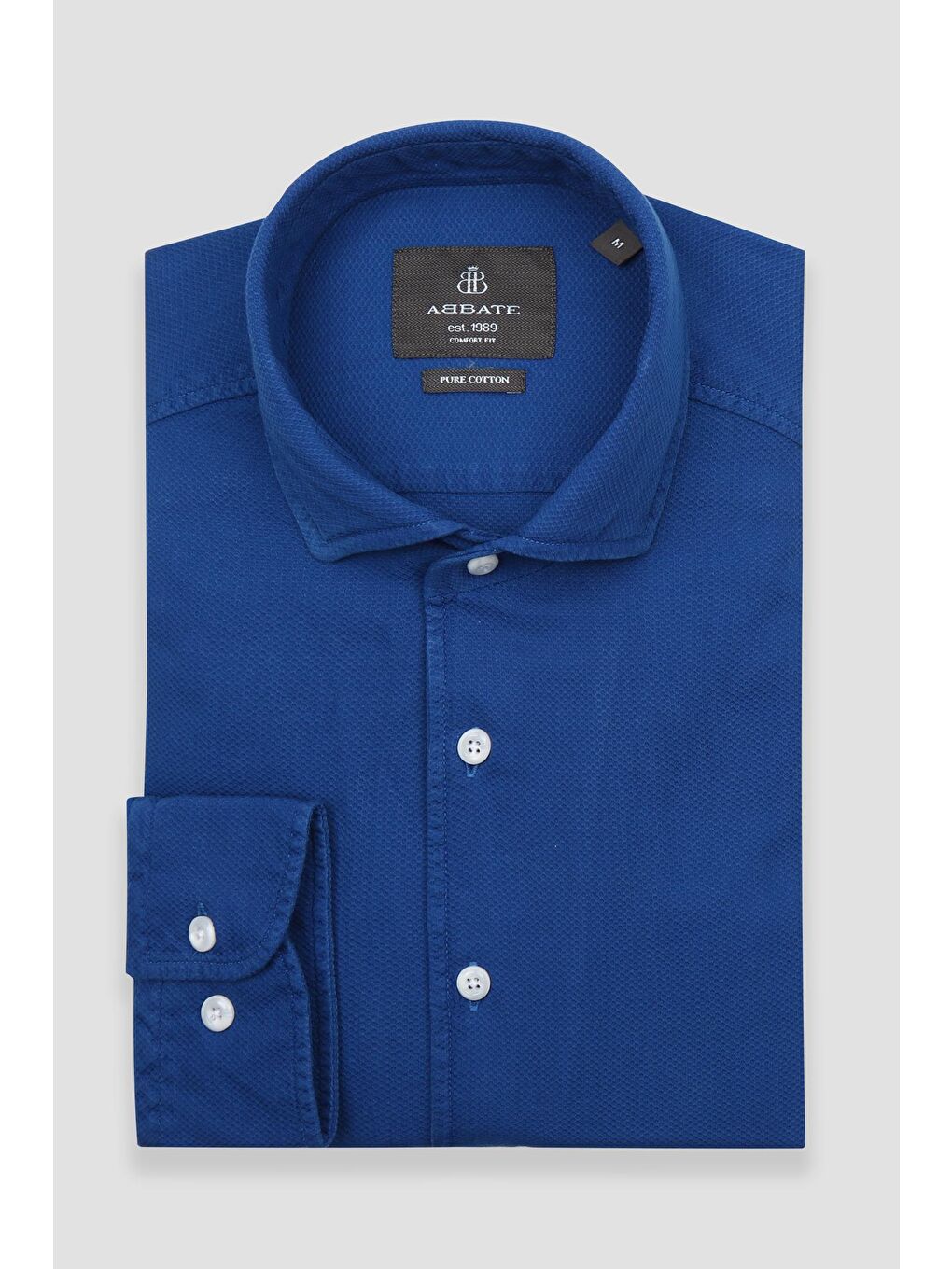 Antonio Armür Pamuklu Comfort Fit Lacivert Mostra Yaka Erkek Düz %100 Pamuk Gömlek-4