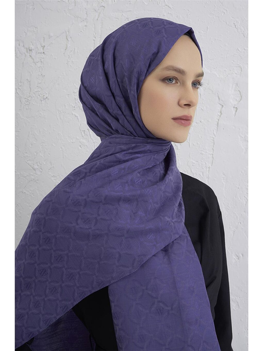 Mor Pamuk Floş Monogram Zincir Şal 1 45-1