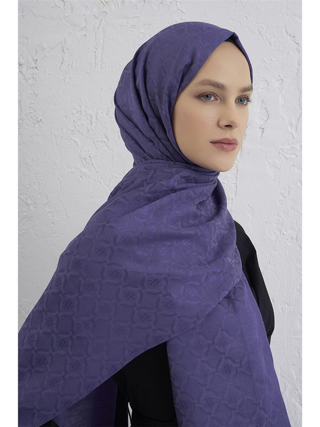 Mor Pamuk Floş Monogram Zincir Şal 1 45-2