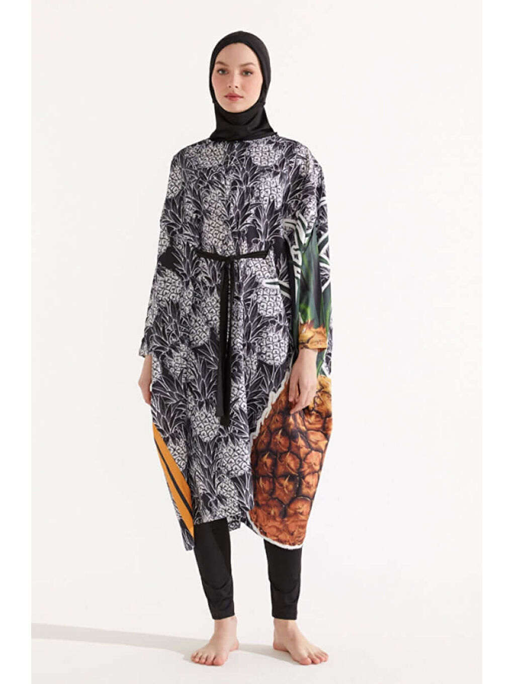 Karışık Ananaslı Salaş Tasarım Tesettür Mayo