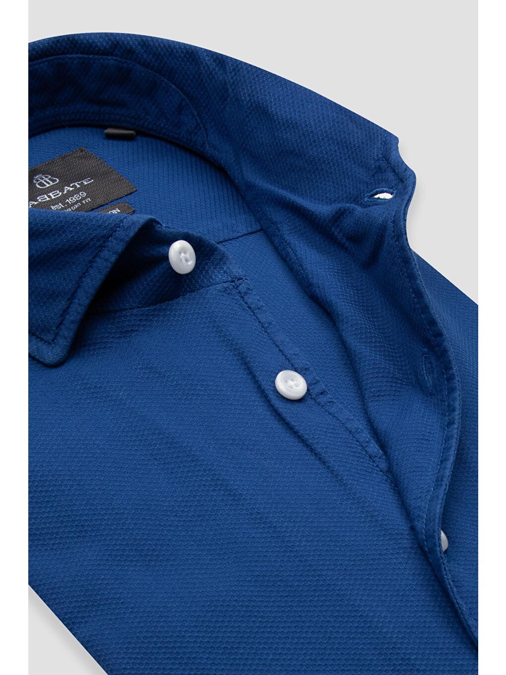 Antonio Armür Pamuklu Comfort Fit Lacivert Mostra Yaka Erkek Düz %100 Pamuk Gömlek-5