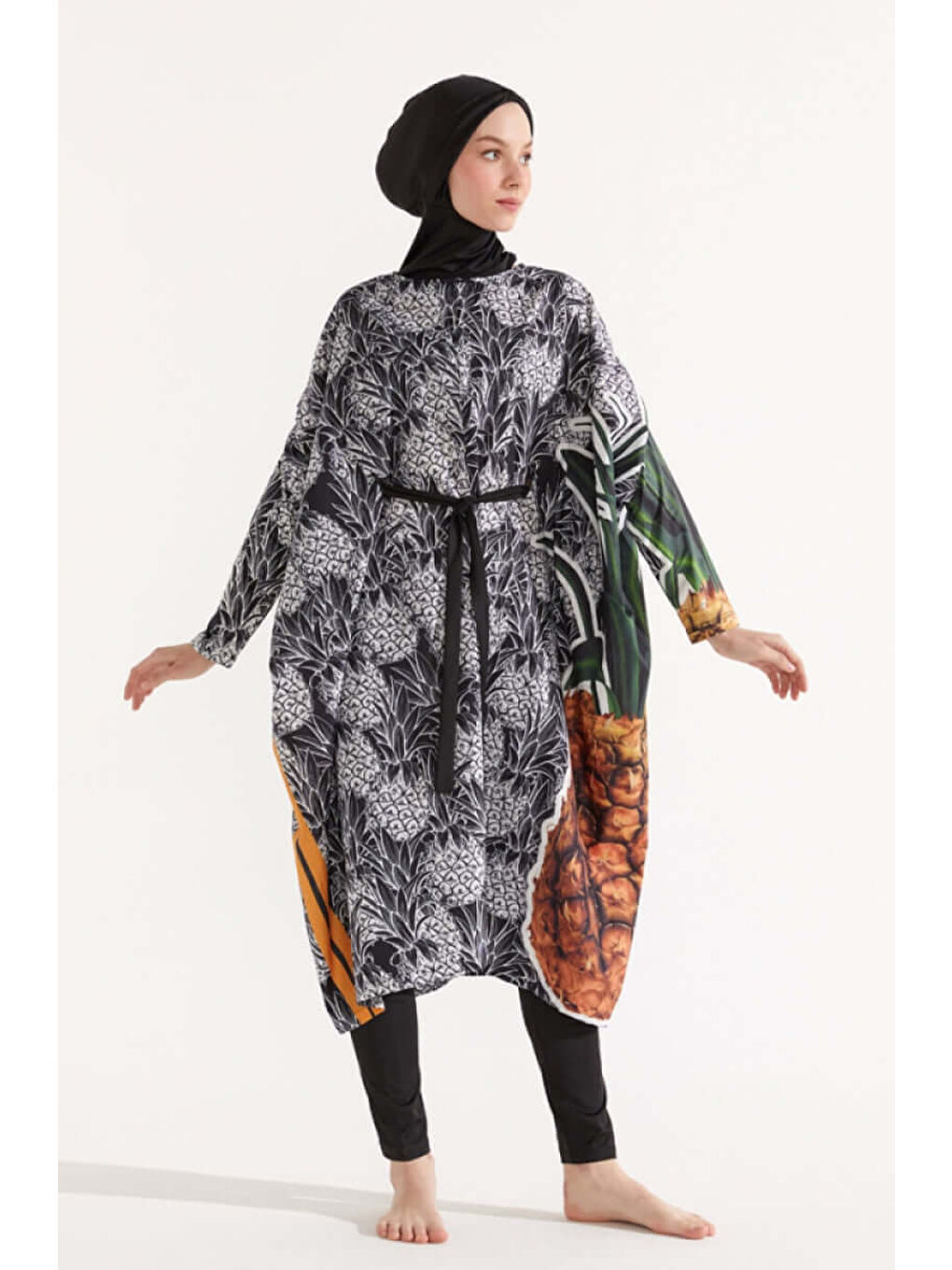 Karışık Ananaslı Salaş Tasarım Tesettür Mayo-4