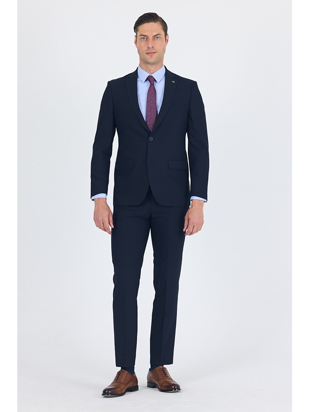 Lacivert Mono Yaka Gabardin Astarlı Esnek 6 Drop Comfort Fit Basic Takım Elbise 1001255010