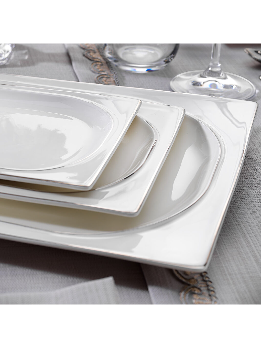 Gri Glamor Pure Yemek Takımı-60 Parça-Platin-5