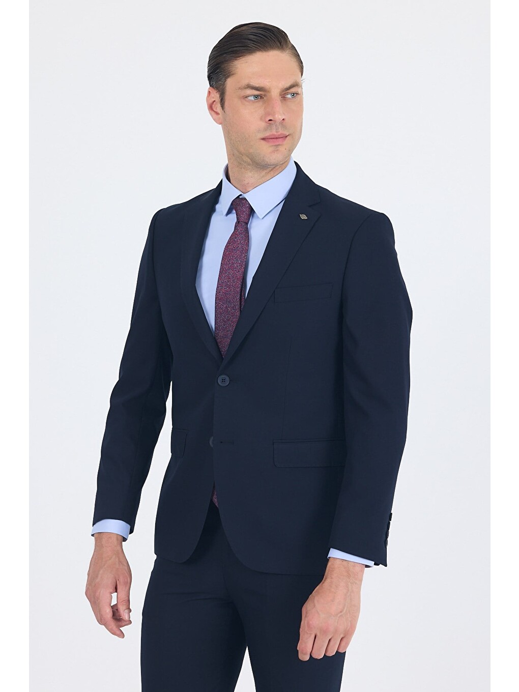 Lacivert Mono Yaka Gabardin Astarlı Esnek 6 Drop Comfort Fit Basic Takım Elbise 1001255010-1