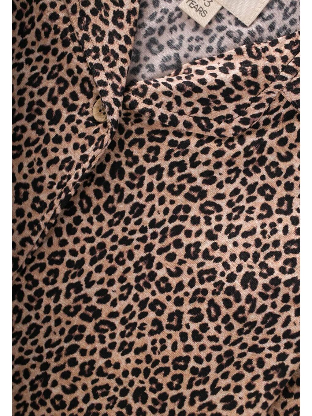 Kahverengi Dökümlü Gömlek Yaka Pijama Takım 2-8 Yaş Leopar Desen-3