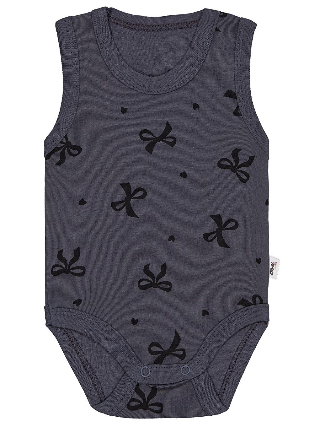 Antrasit Baby Fiyonk 1-36 Ay Çıtçıtlı Badi - Gri 18-24 Ay