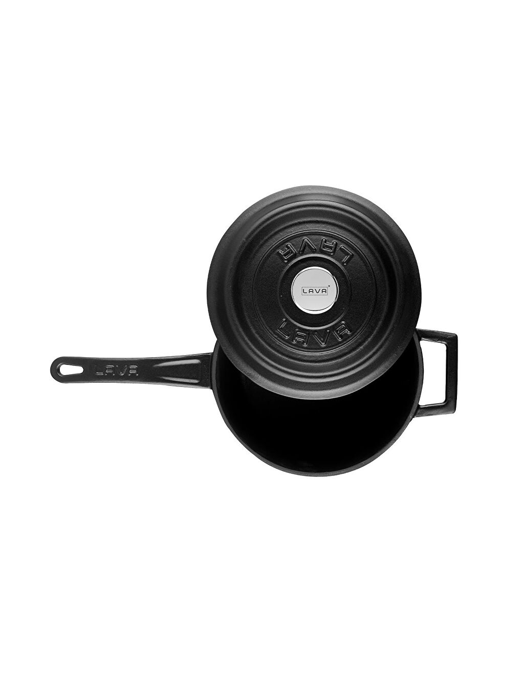 Siyah Yuvarlak Sos Tenceresi. Döküm Demir Yekpare Saplı Trendy Serisi Çap(Ø18 cm.-1