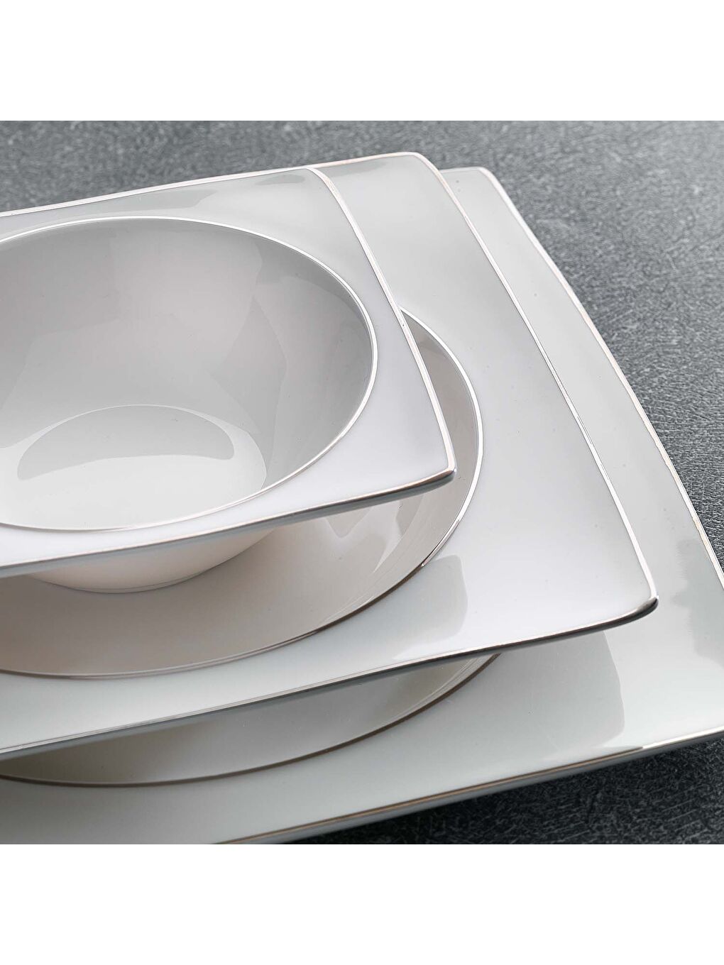 Gri Glamor Pure Yemek Takımı-60 Parça-Platin-9