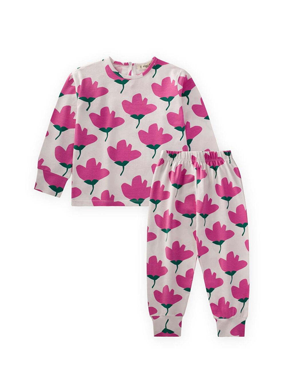 Pembe Desenli Pijama Takım 2-10 Yaş Lale Desen