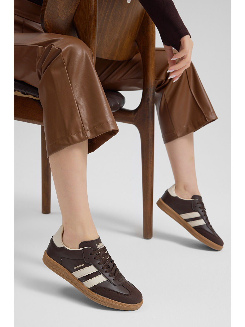 Kahverengi Unisex Kahve Bej Termo Taban Yanı Şeritli Bağcıklı Spor Ayakkabı-1