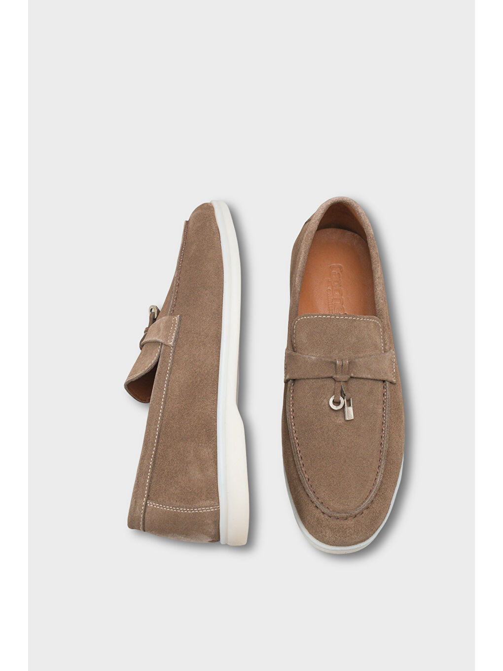 Bej Hakiki Deri Süet Erkek Loafer Ayakkabı-3