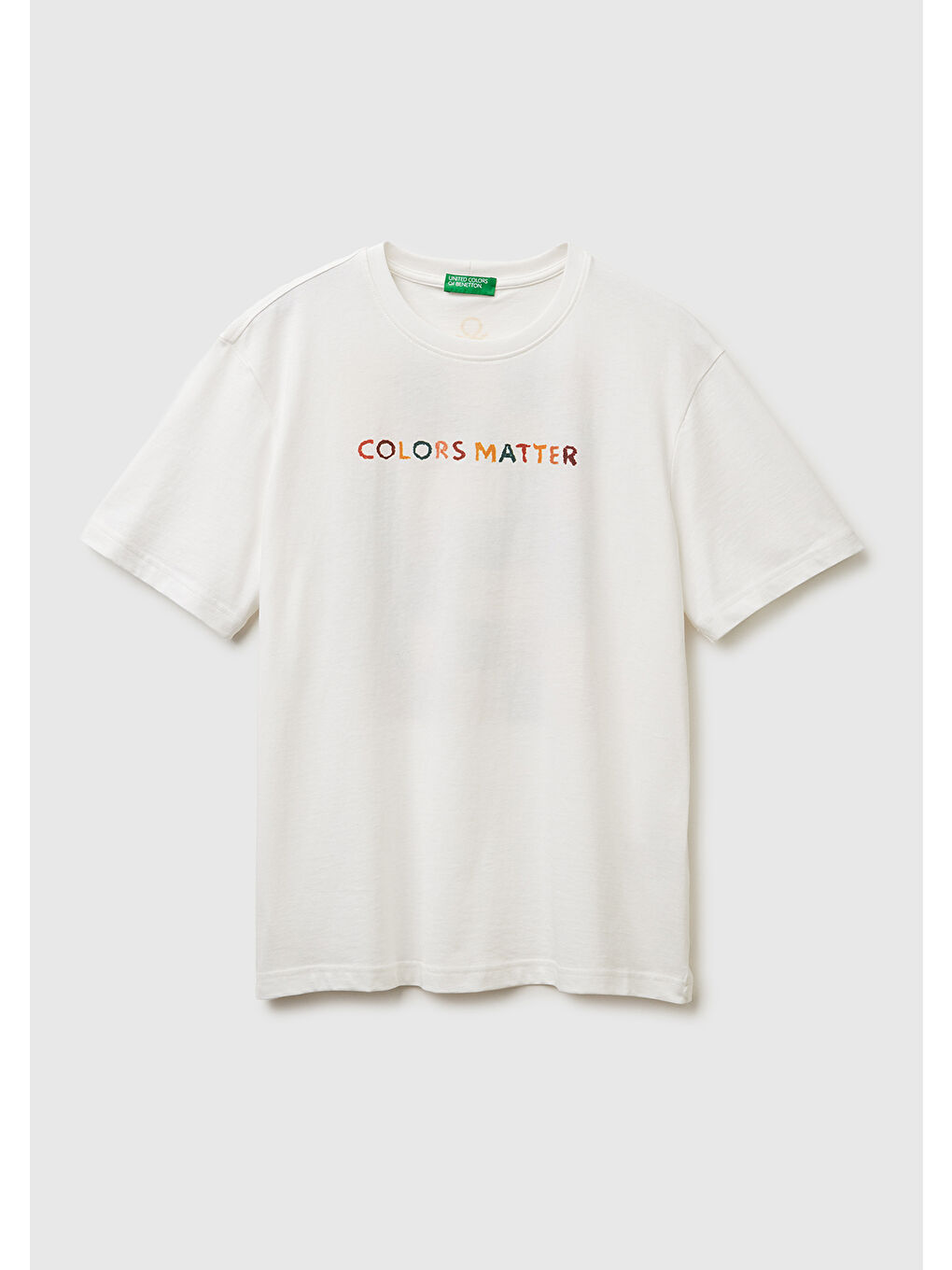 Ekru Erkek Krem %100 Pamuk Önü ve Arkası Baskılı Logo Detaylı T-Shirt-1