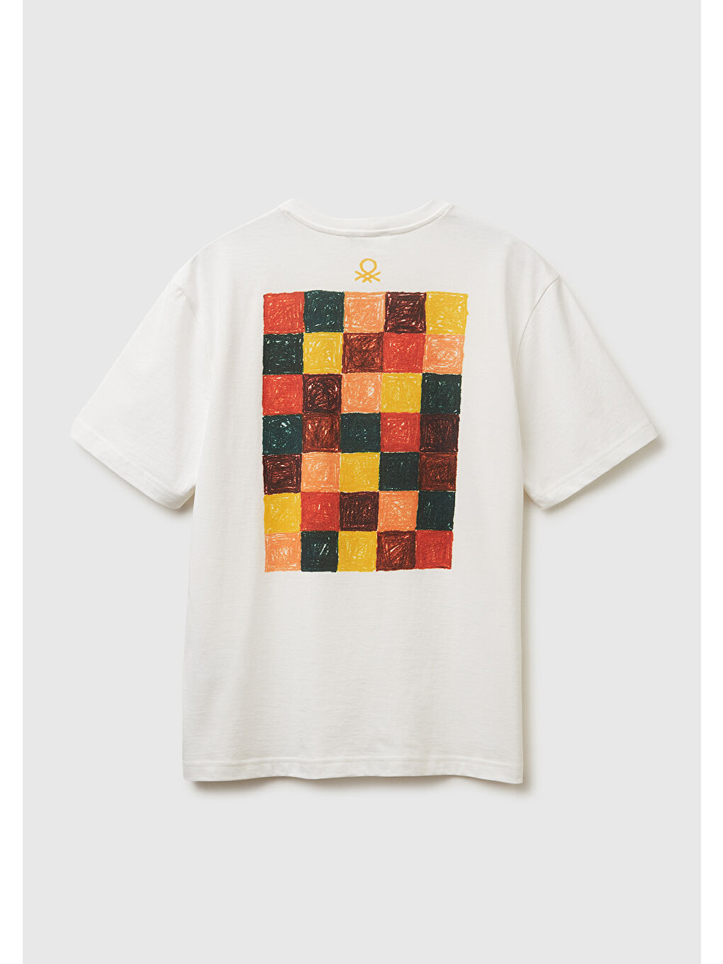 Ekru Erkek Krem %100 Pamuk Önü ve Arkası Baskılı Logo Detaylı T-Shirt-3