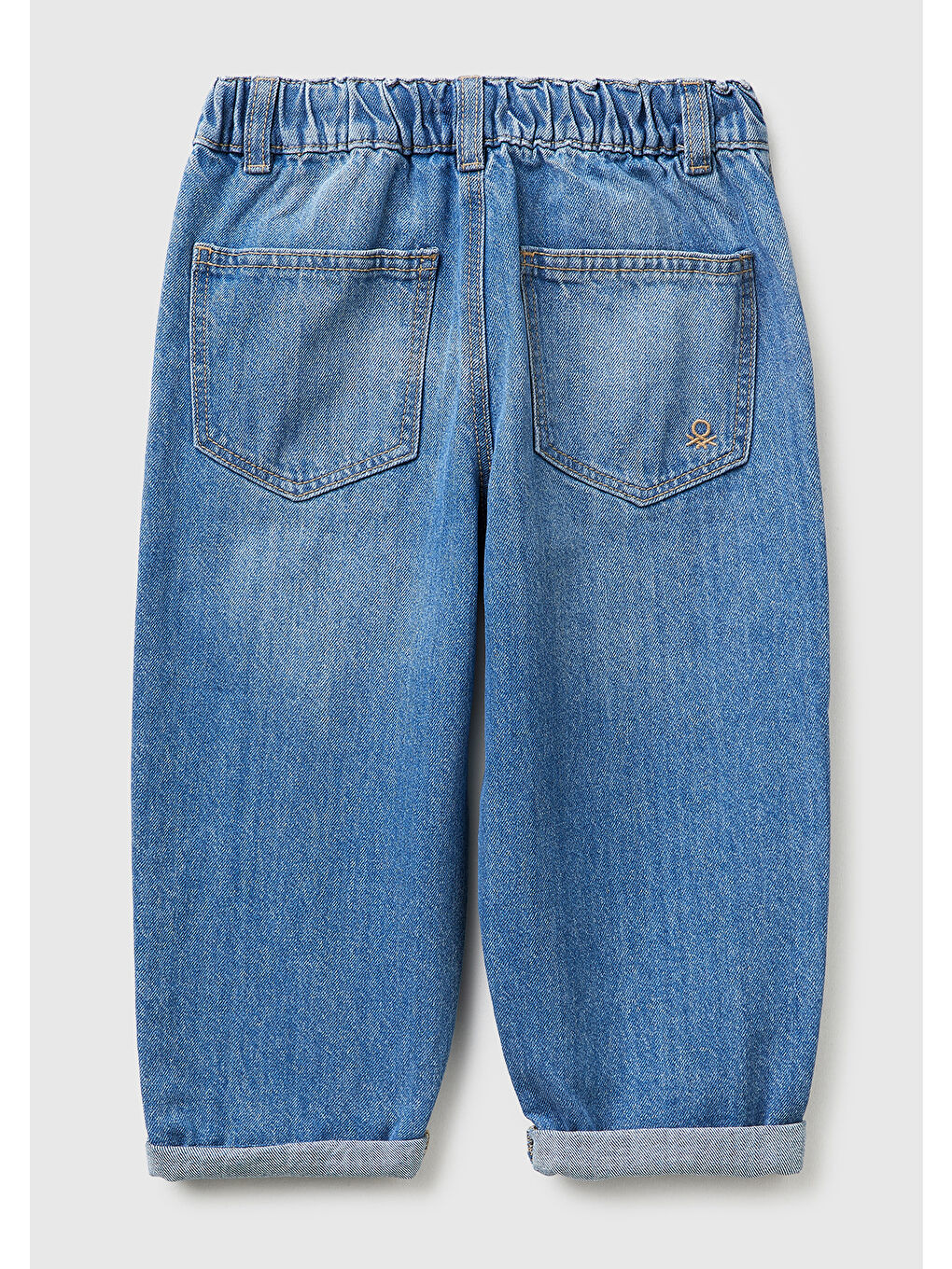 Karışık Erkek Çocuk Beli Büzgülü İpli Paçası Kıvrık Denim Pantolon-1