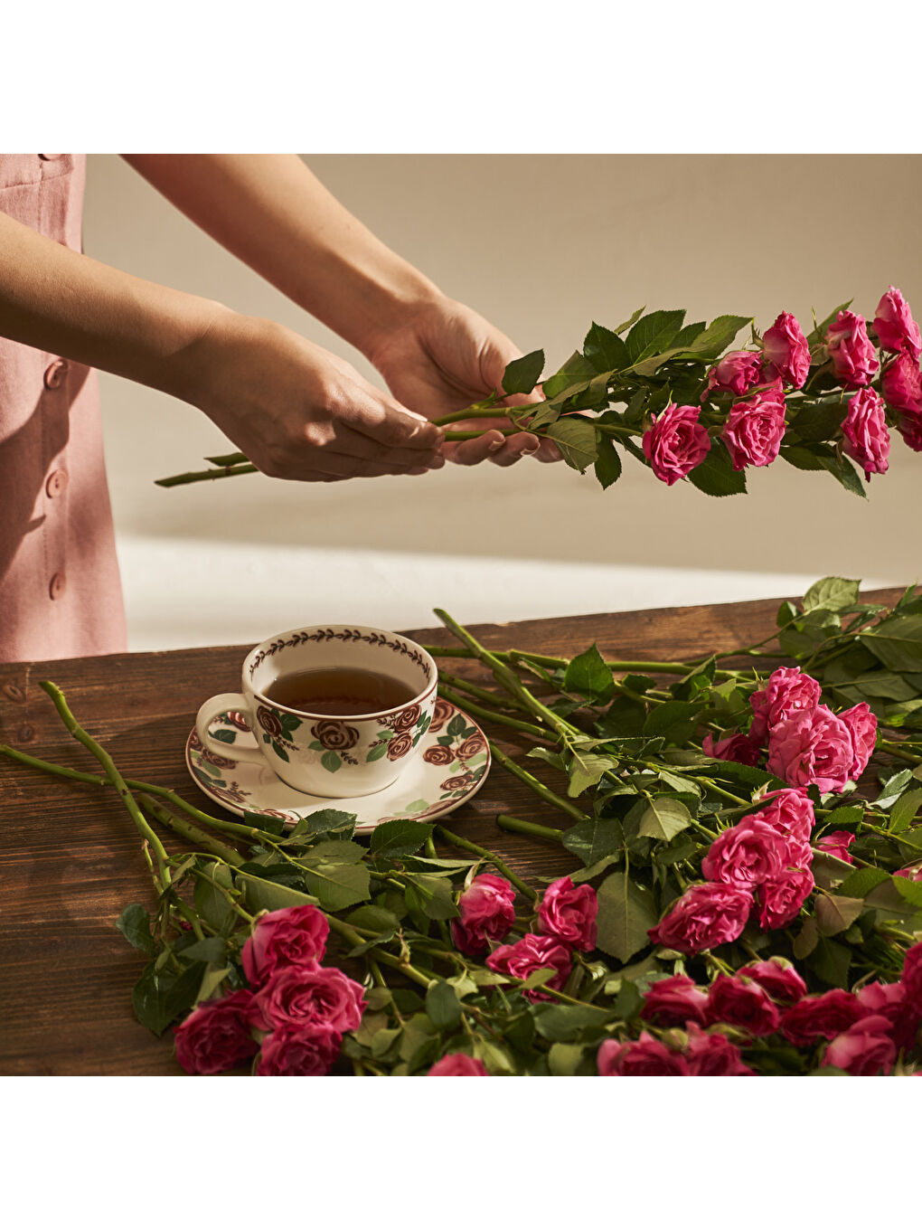 Karışık Rose 2'li Porselen Çay Fincanı Seti (270 cc)-1