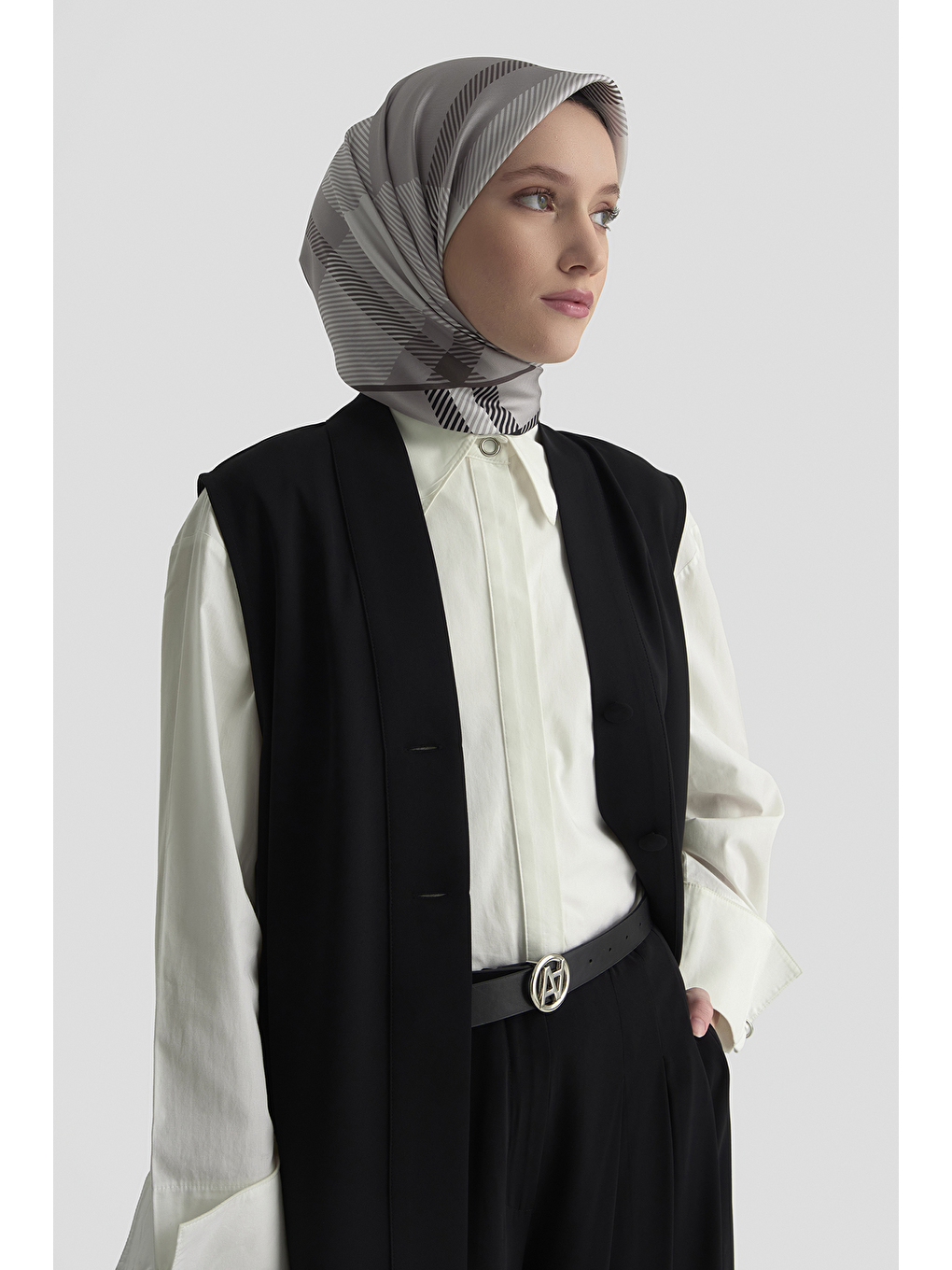 Düğmeli Oversize Yelek Siyah-1