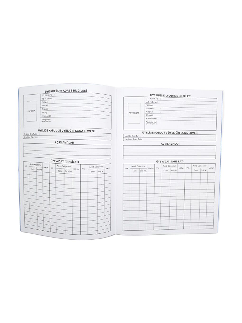 40 Yaprak Plastik Kapak Üye Kayıt Defteri Kod:115-2