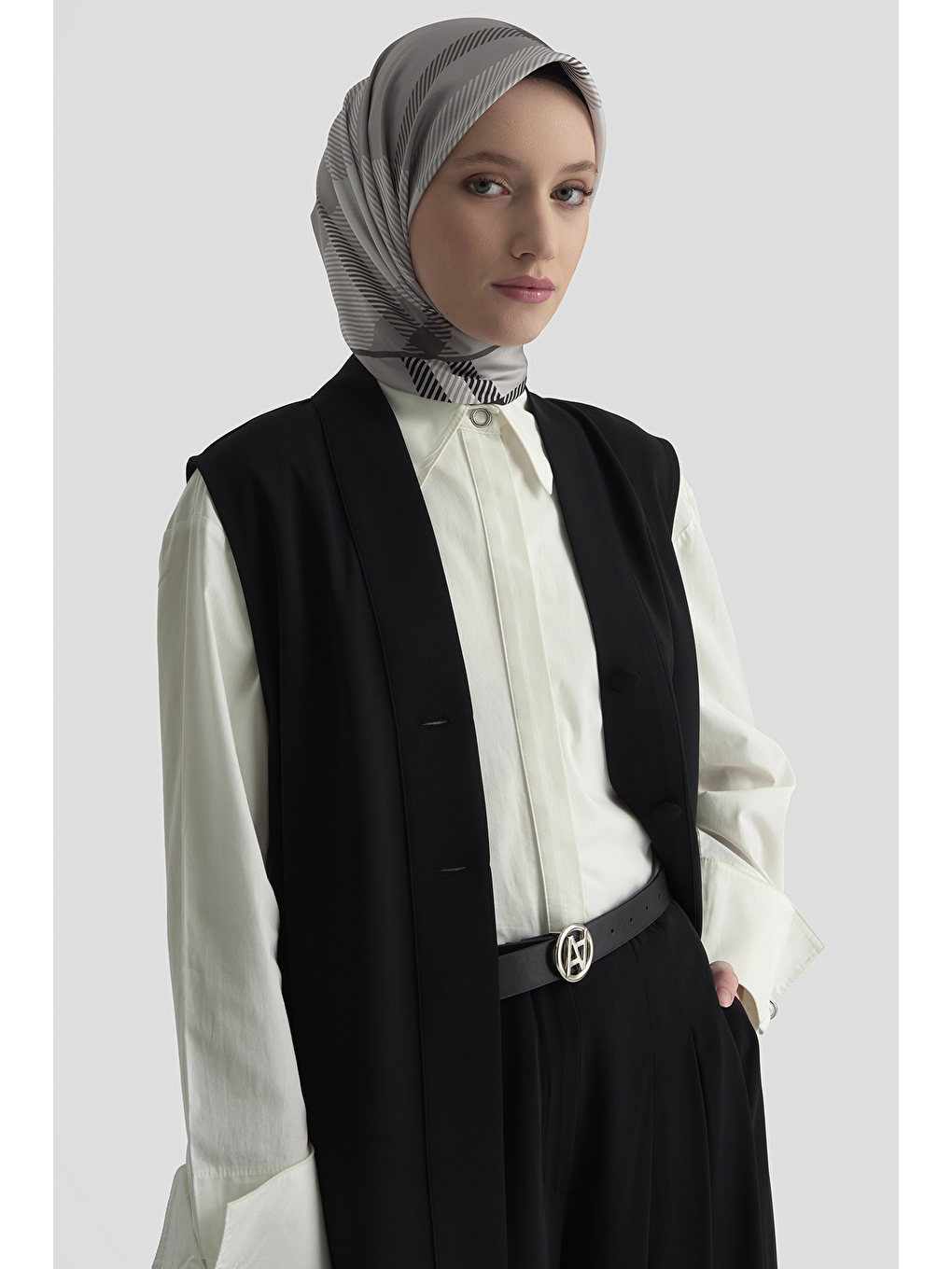 Düğmeli Oversize Yelek Siyah-3