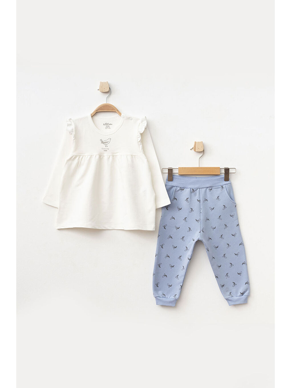 Mor Kız Bebek Animal Desenli Sweatshirt Pantolon 2 'li Alt Üst Bebek Takımı 3 Ay-36 Ay