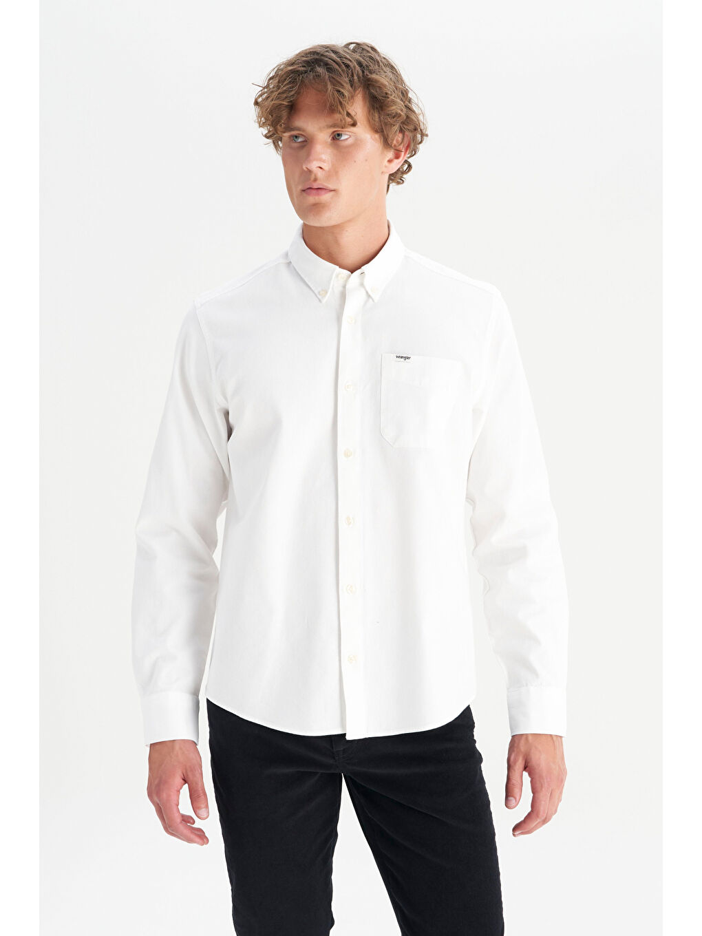%100 Pamuk Regular Fit Normal Kesim Cep Detaylı Beyaz Gömlek-2