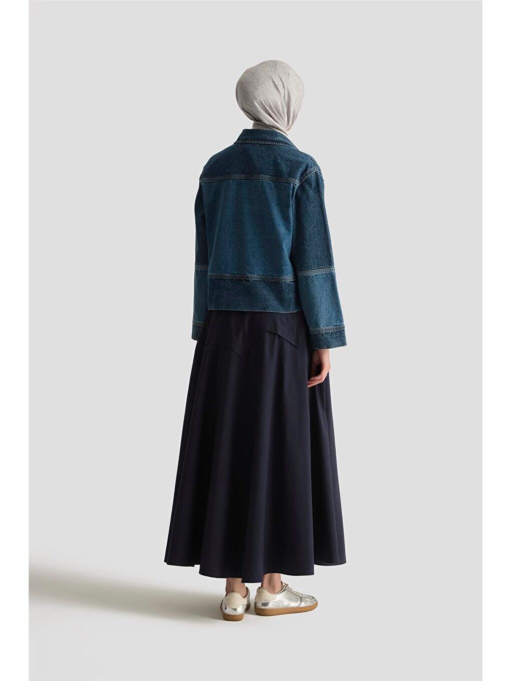 Bağlamalı Kloş Etek 25Y1813 Lacivert-3