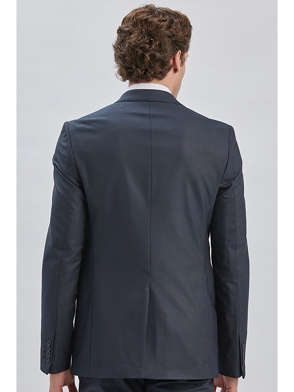 Lacivert Gabardin Mono Yaka 8 Drop Slim Fit Dar Kesim Basic Takım Elbise 1001255006-5