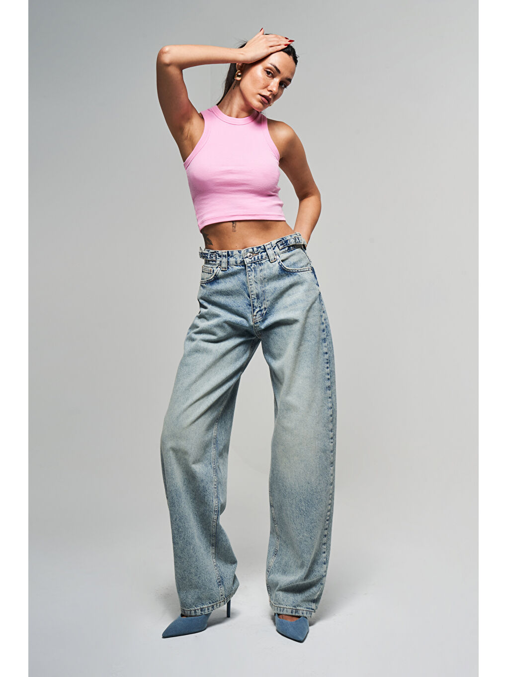 Mavi Kadın T.Kot Rengi Lotus 4s5-32 Baggy Fit %100 Pamuk Kemer Detaylı Denim Jean