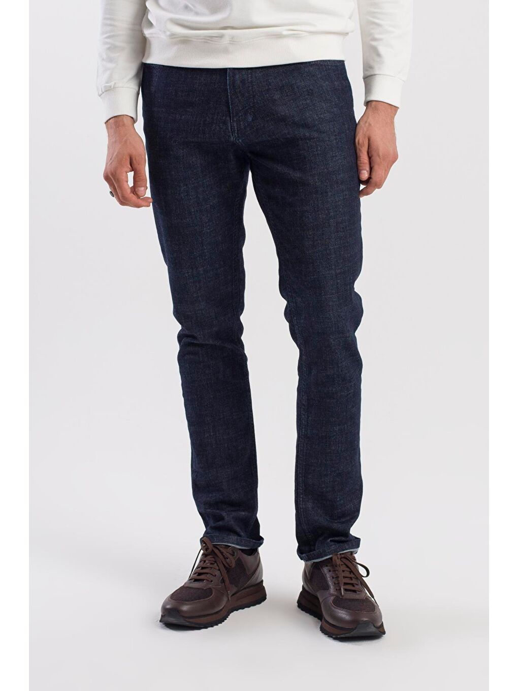 Lacivert Slimfit Pamuklu Yıkamalı Jean Pantolon