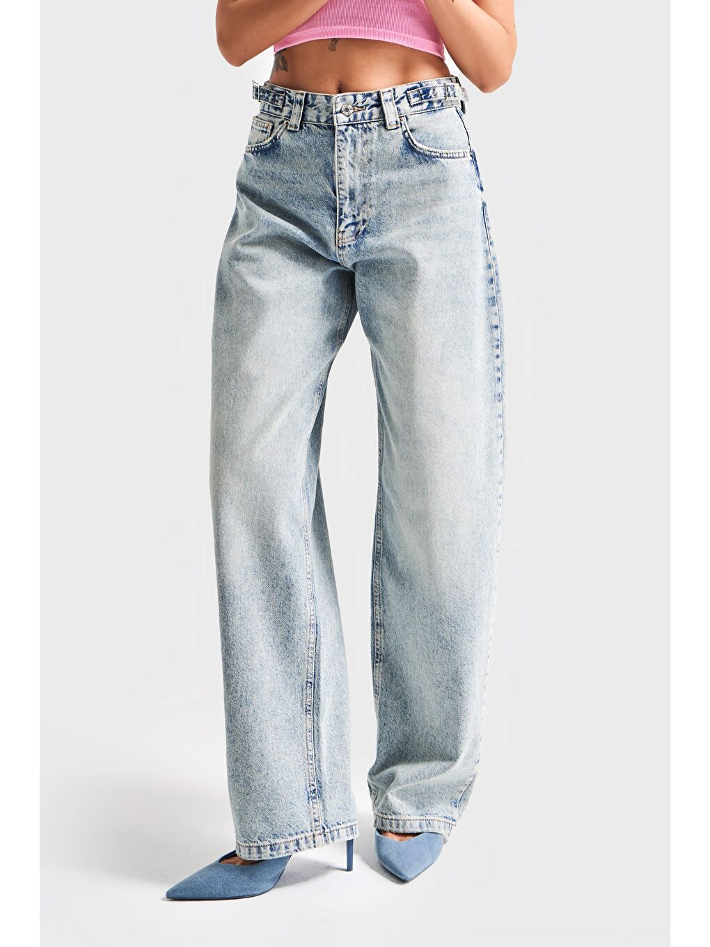 Mavi Kadın T.Kot Rengi Lotus 4s5-32 Baggy Fit %100 Pamuk Kemer Detaylı Denim Jean-1