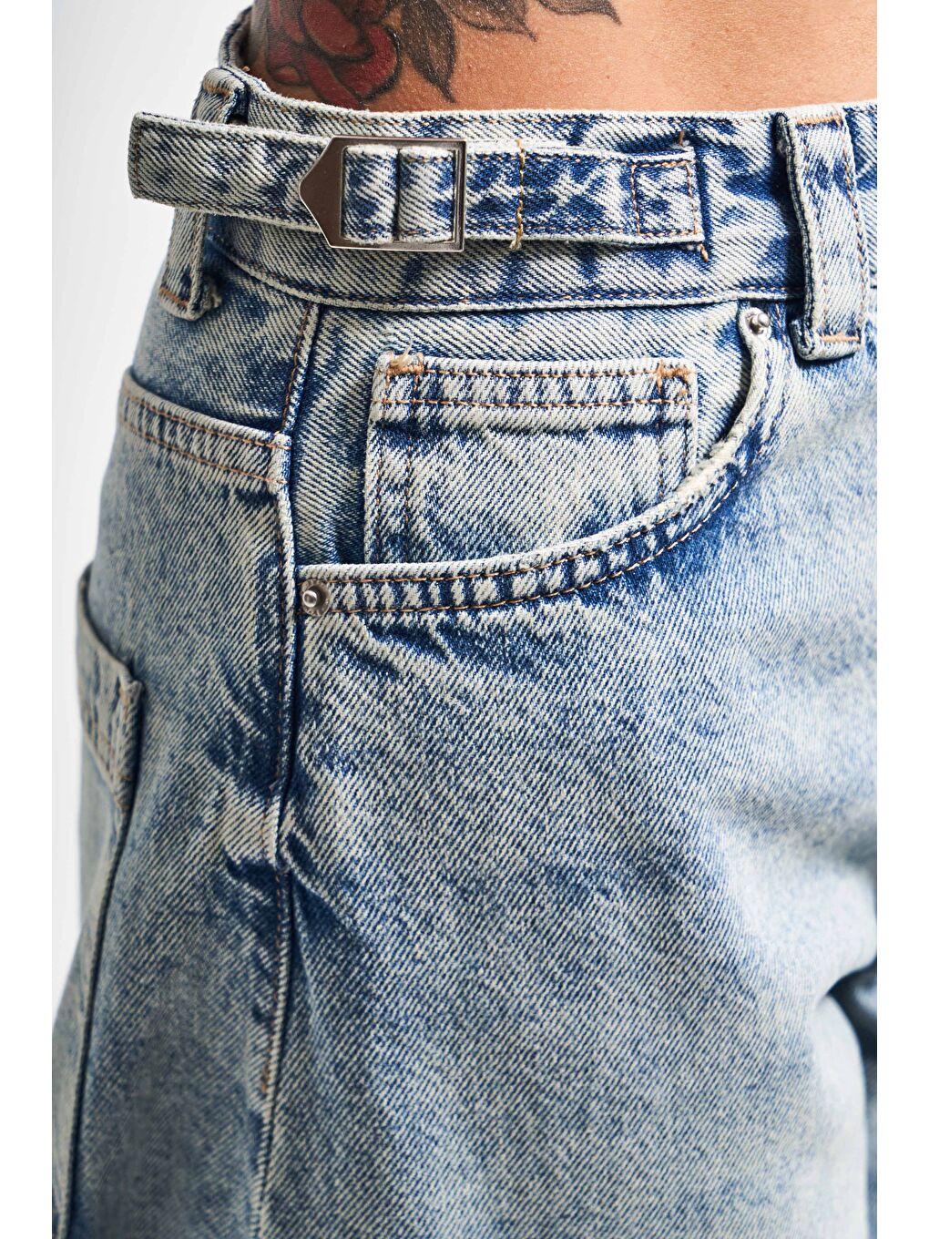 Mavi Kadın T.Kot Rengi Lotus 4s5-32 Baggy Fit %100 Pamuk Kemer Detaylı Denim Jean-2