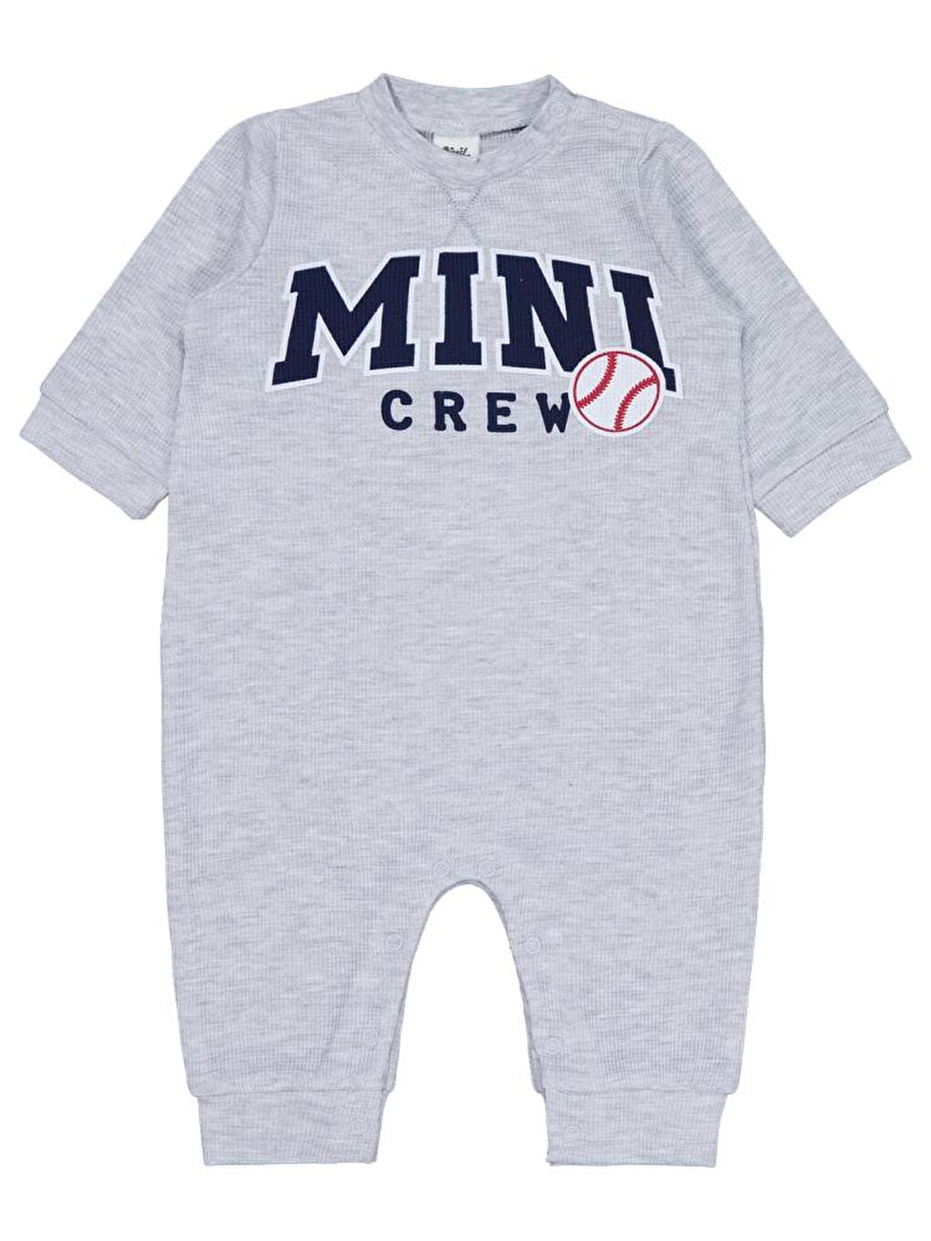 Baby Mini Crew Baskılı 6-18 Ay Tulum - Gri 18-24 Ay