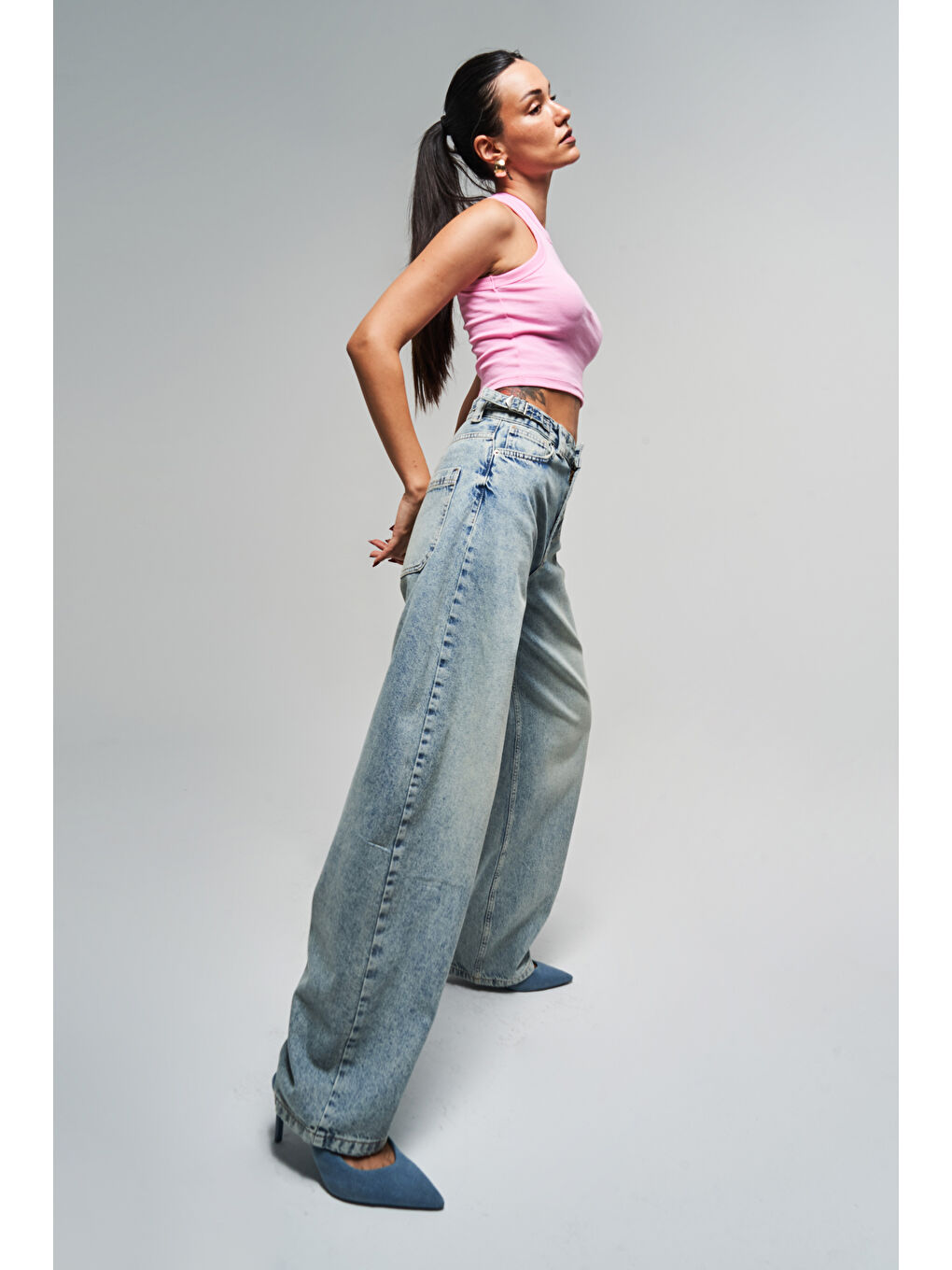 Mavi Kadın T.Kot Rengi Lotus 4s5-32 Baggy Fit %100 Pamuk Kemer Detaylı Denim Jean-3