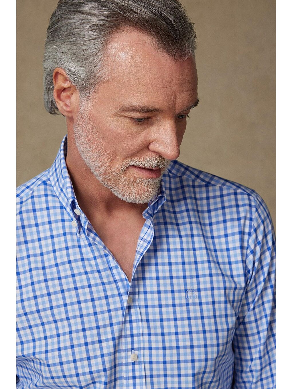 Dante Poplin Pamuklu Comfort Fit Açık Mavi Düğmeli Yaka Erkek Kareli %100 Pamuk Gömlek-2