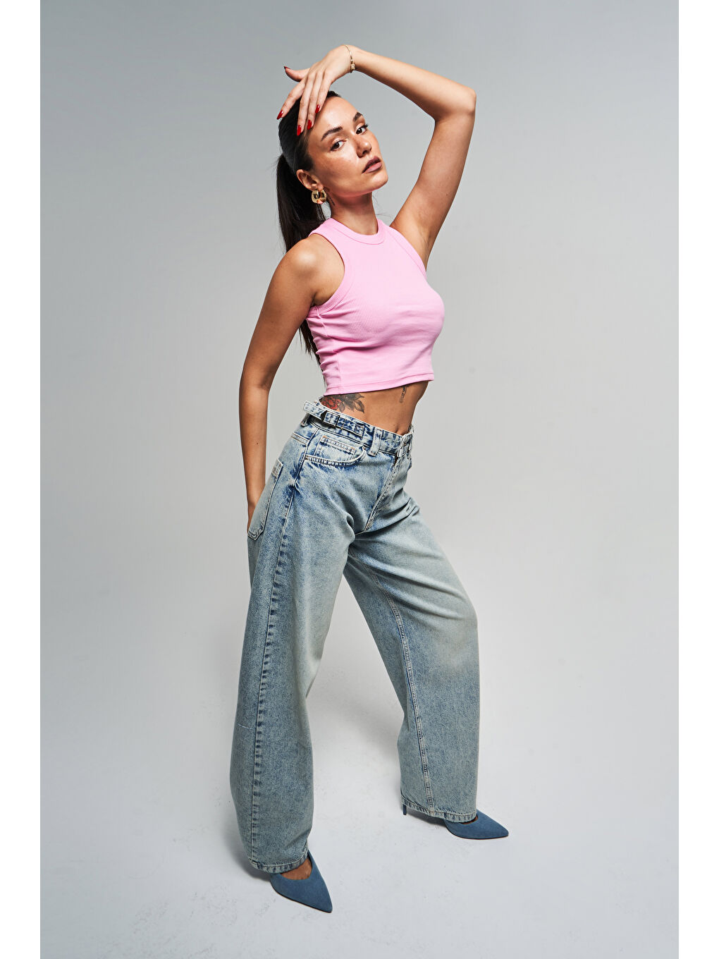 Mavi Kadın T.Kot Rengi Lotus 4s5-32 Baggy Fit %100 Pamuk Kemer Detaylı Denim Jean-4