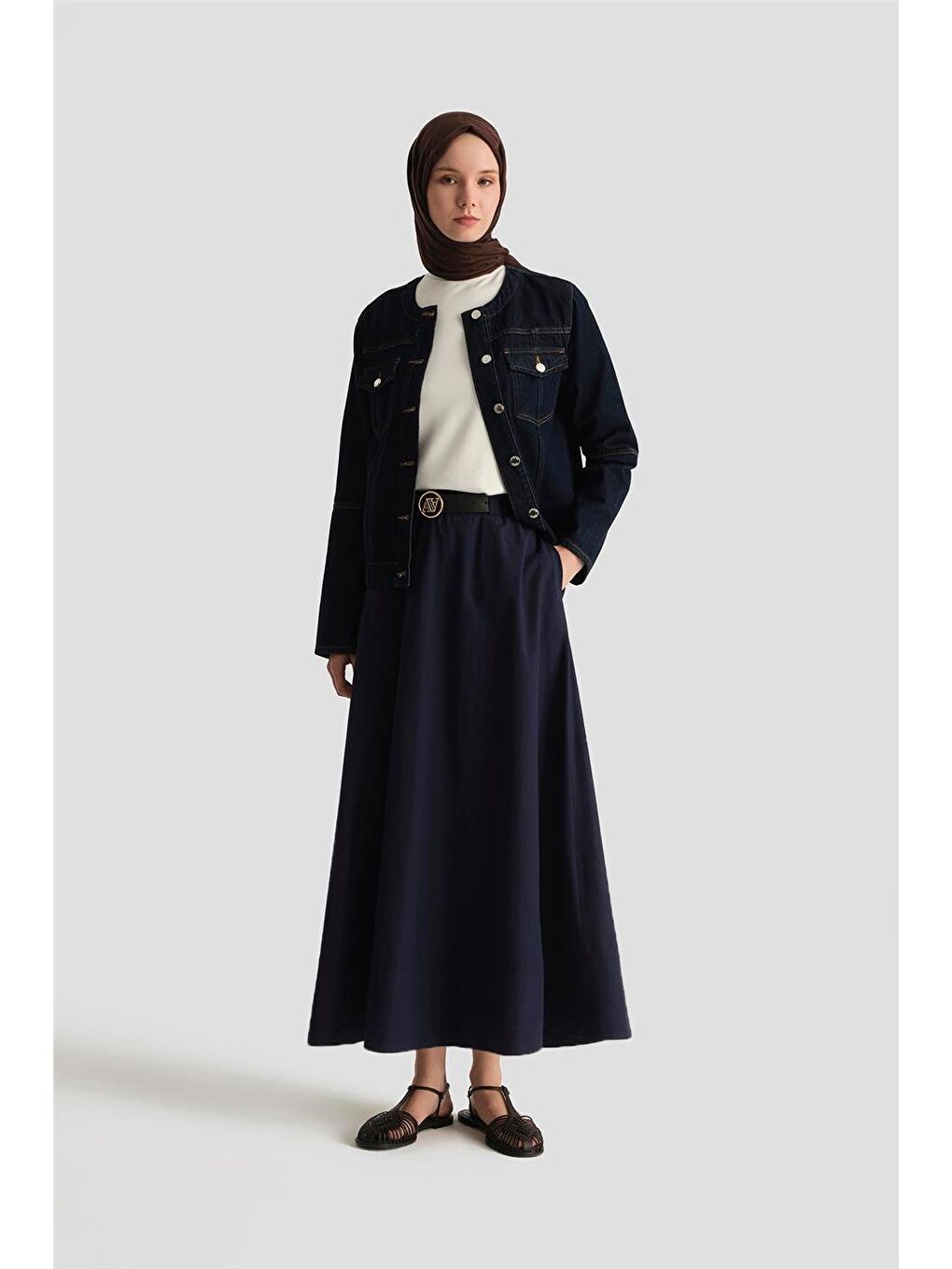 Pamuklu Etek 25Y1837 Lacivert-1