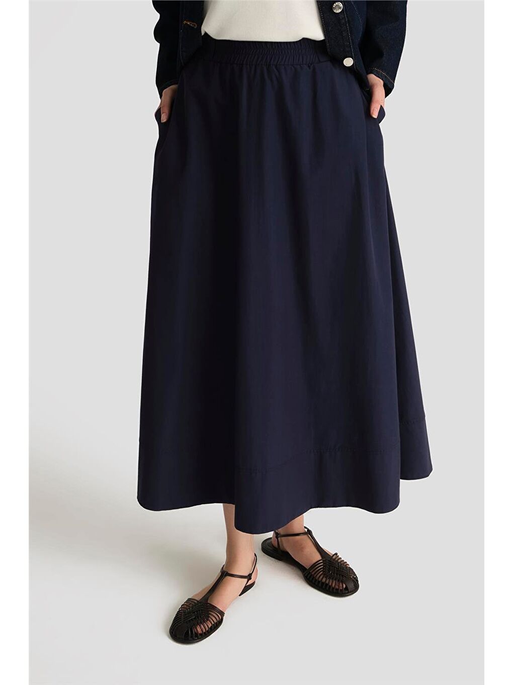 Pamuklu Etek 25Y1837 Lacivert-2
