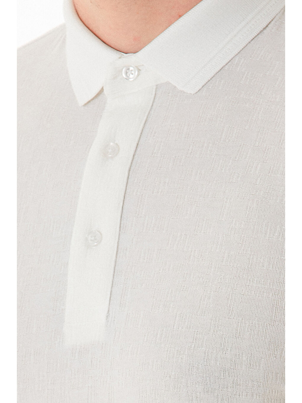 Beyaz Süprem Kumaş Slim Fit Polo Yaka Tişört-4