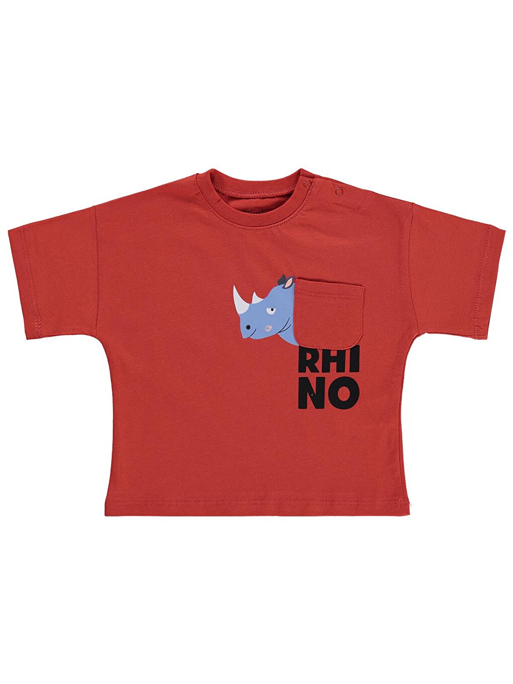 Kahverengi Baby Rhino Baskılı 6-18 Ay Tişört - Turuncu