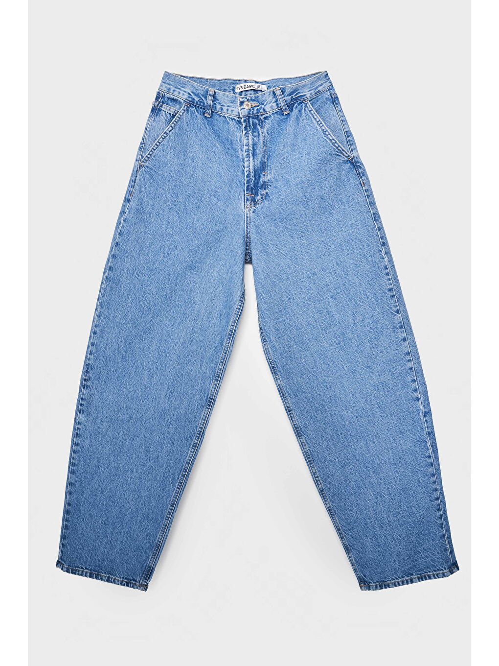 Kadın Mavi Renk Juniper 1S5-4 Skater Fit %100 Pamuk Bol Kesim Denim Jean-2