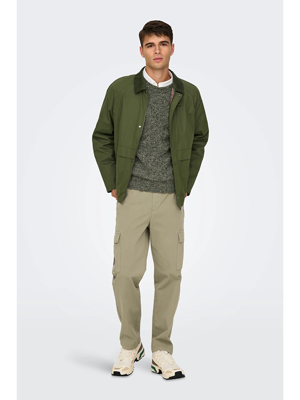 Yeşil Onskosmo Regular Fit Ceket Yaka Mont 22031626-1