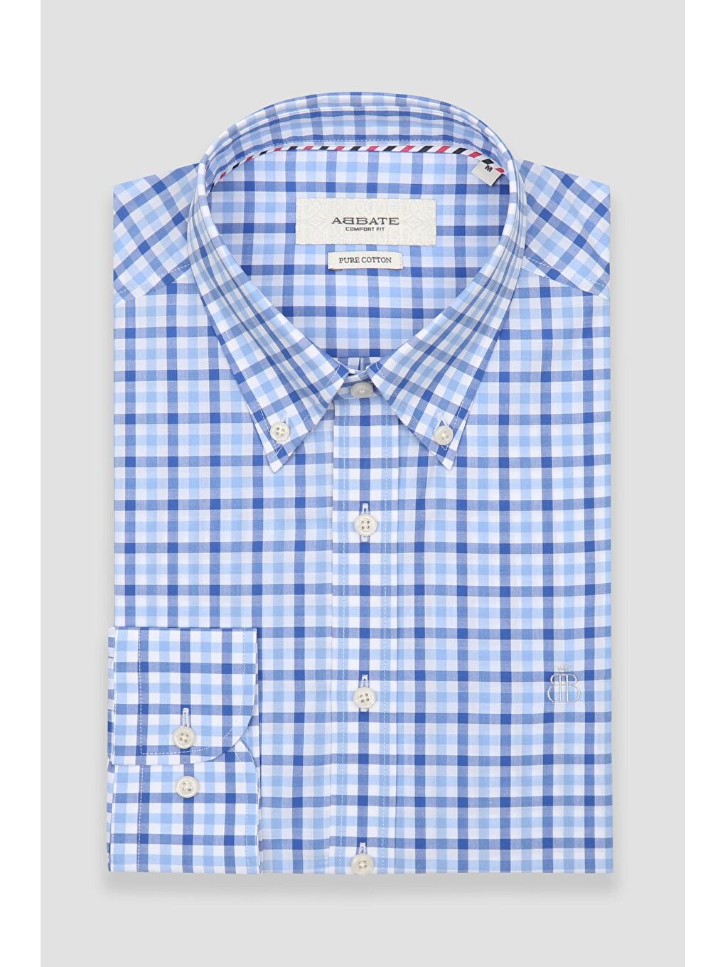 Dante Poplin Pamuklu Comfort Fit Açık Mavi Düğmeli Yaka Erkek Kareli %100 Pamuk Gömlek-4