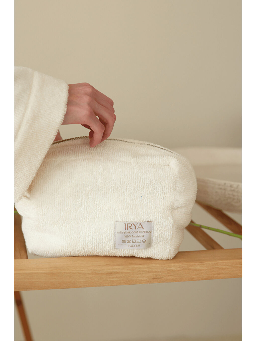 Solena %100 Pamuk Havlu Bakım Çantası Ekru