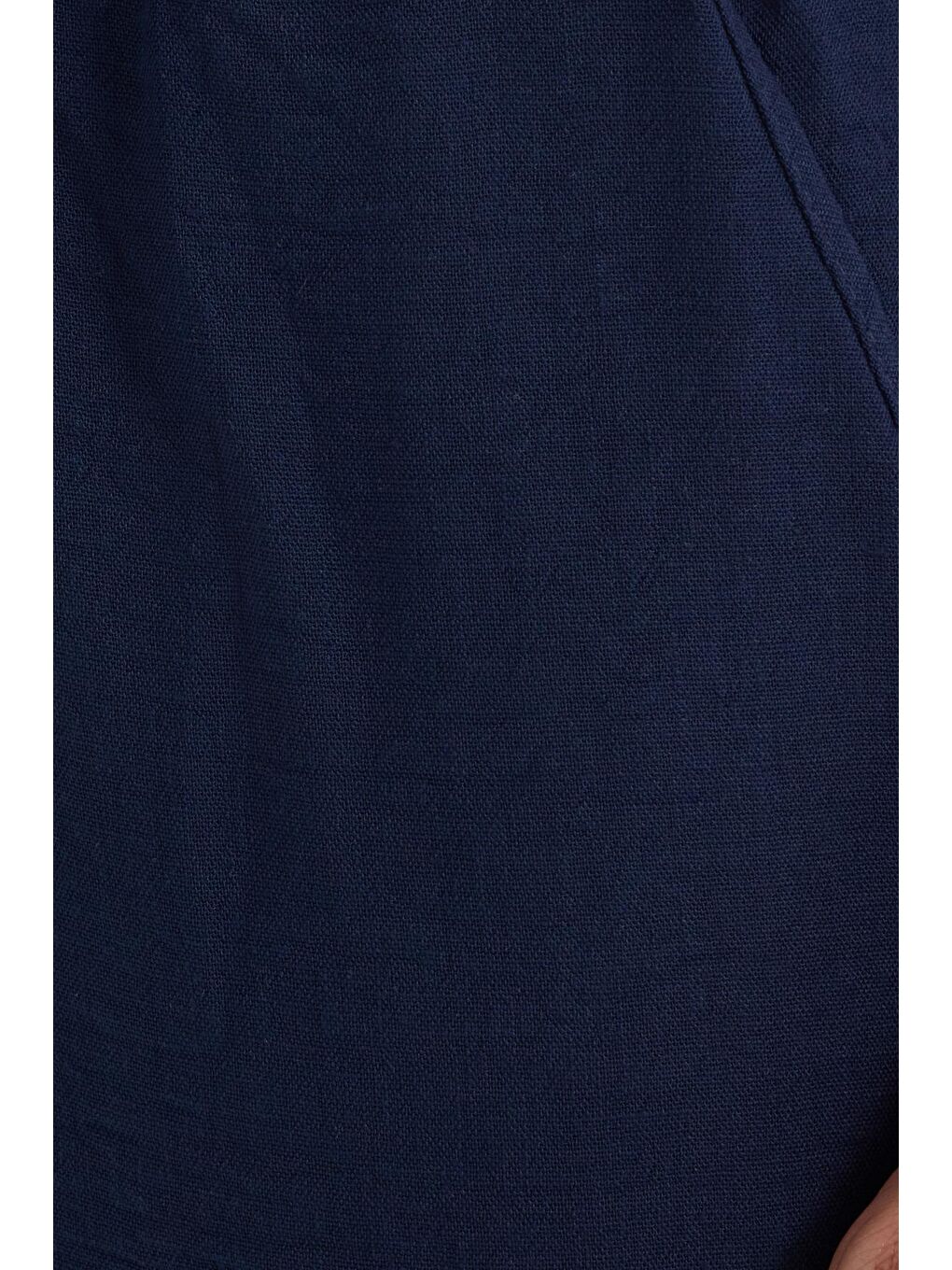 Erkek Standart Fit Normal Kesim Beli Bağcıklı Geniş Paça Lacivert Pantolon-4