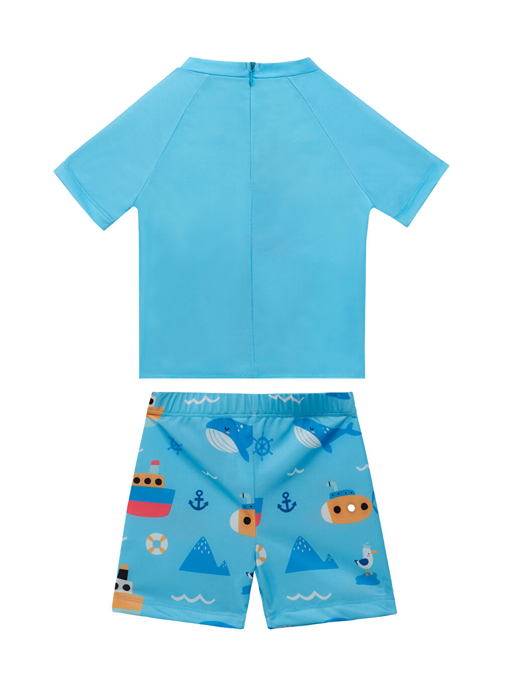 UV Korumalı Şort Kısa Kollu Çocuk Bebek Deniz Havuz Mayosu 5117 Turkuaz-1