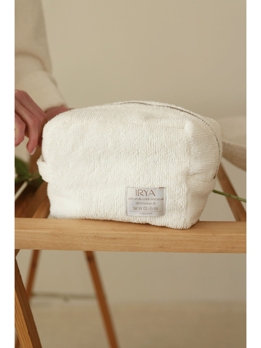 Solena %100 Pamuk Havlu Bakım Çantası Ekru-1